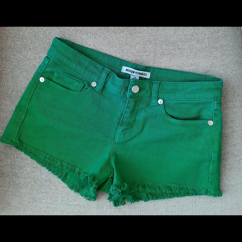 Andrew Charles green denim shorts size 24